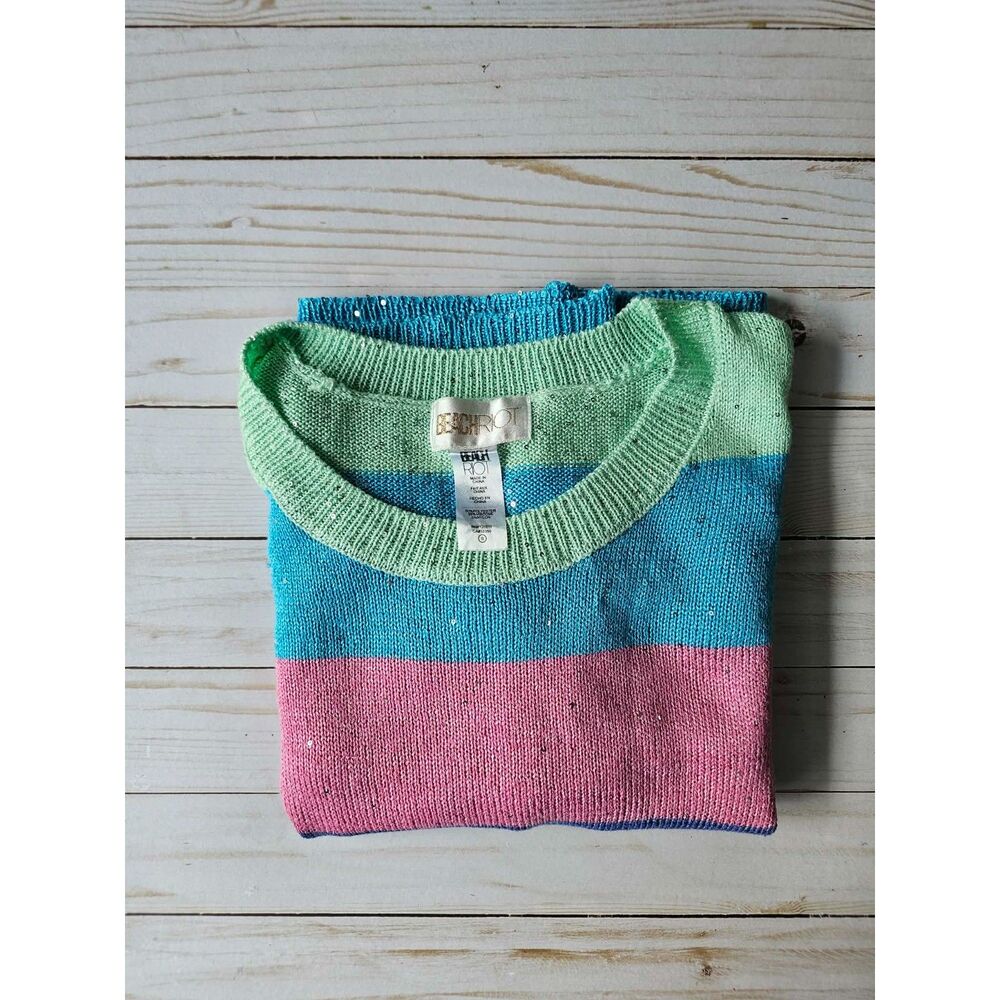 Beach Riot Women’s S Multicolor Striped Sequin Sweater Crewneck Knit